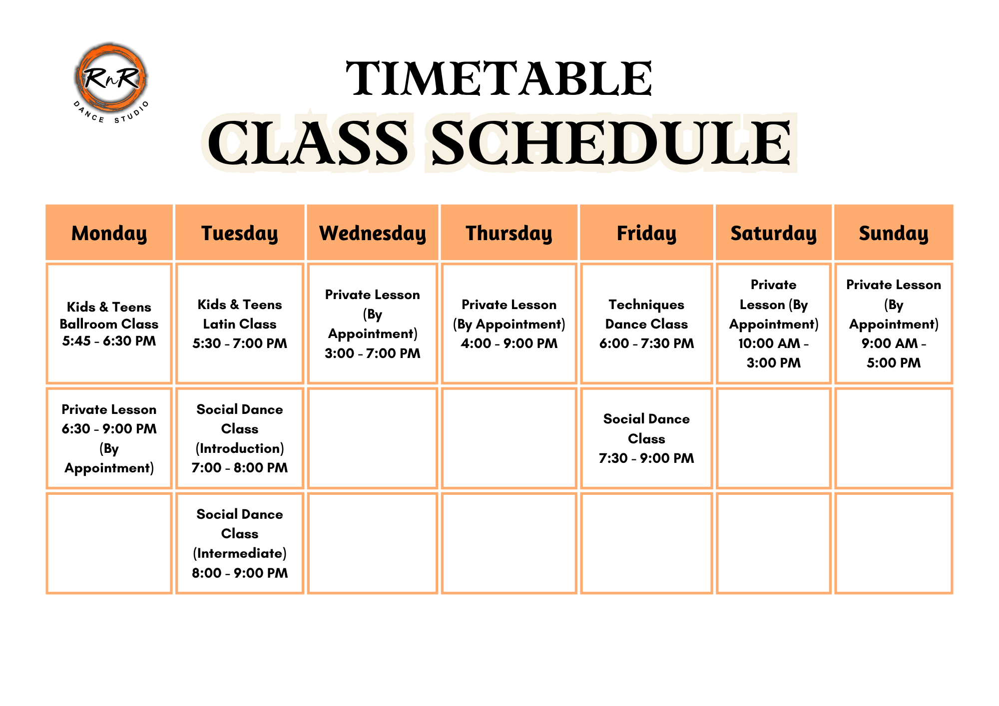 Timetable