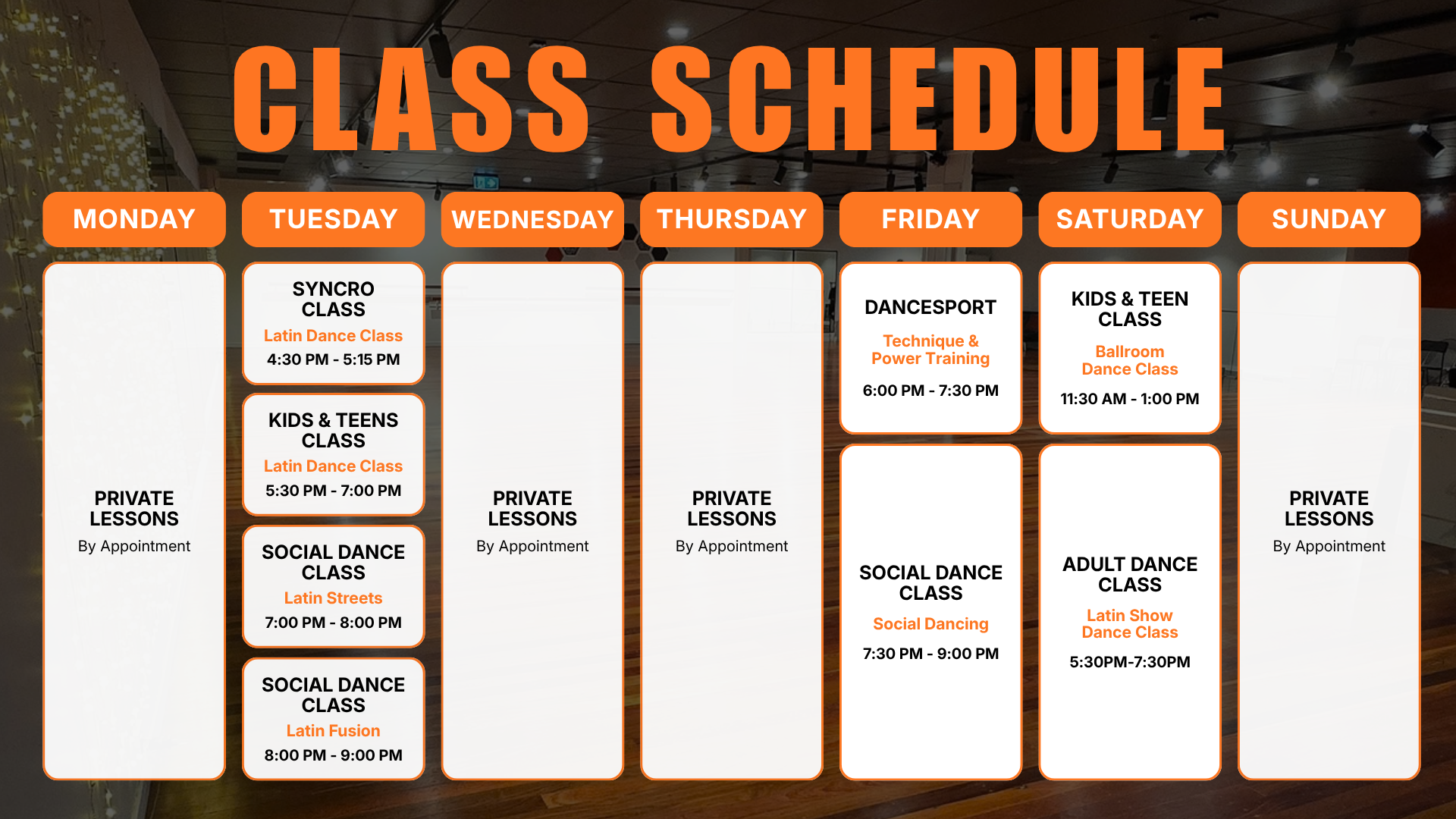 RNR Class Schedule